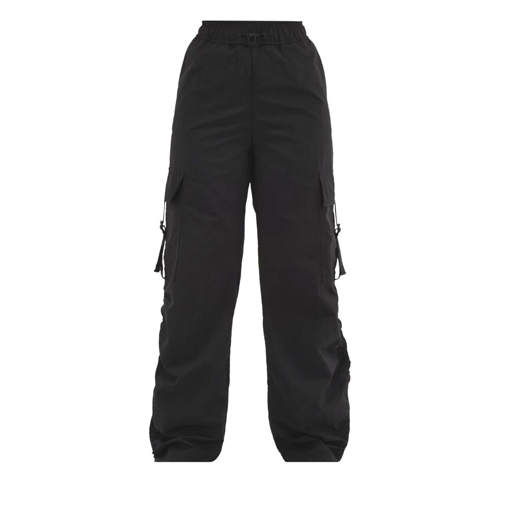 No Boundaries Ruched Cargo Parachute Pants Black Size Small Women's Oversized